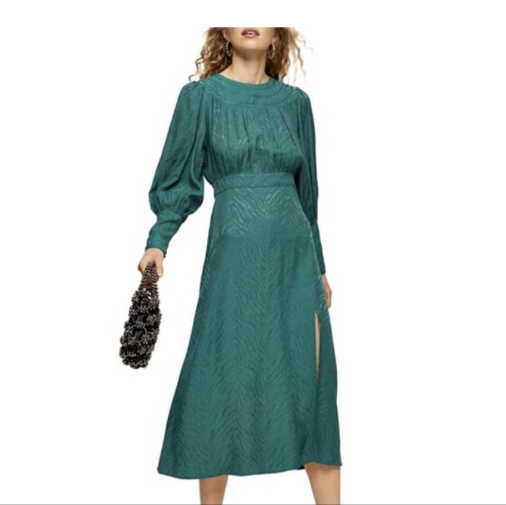 NWT Topshop Jacquard Teal Dress, Size 4